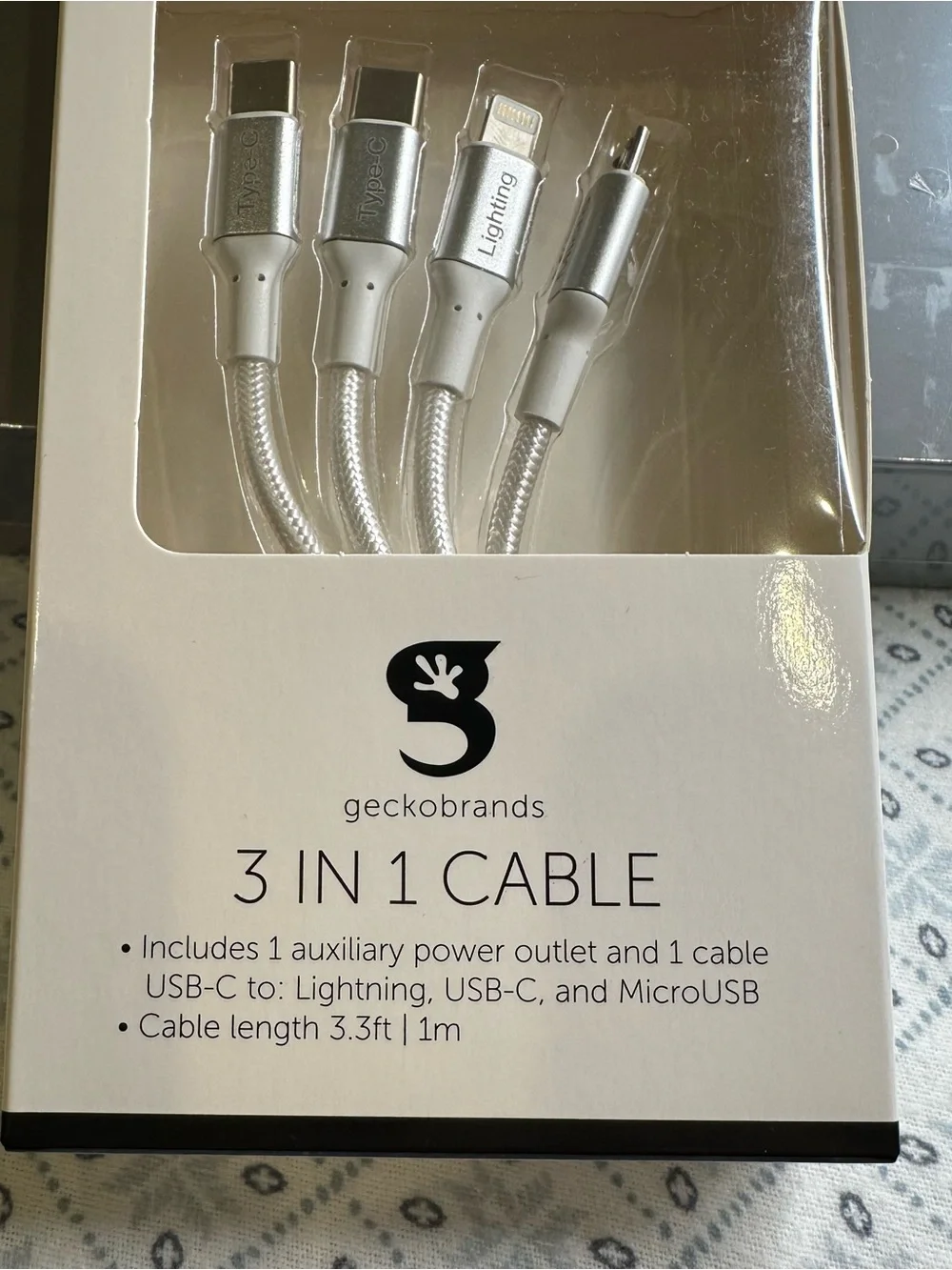 Target Geckobrands 3-in-1 Charging Cable - White and Silver